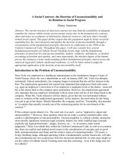 A Social Contract: the Doctrine of Unconscionability and its Relation