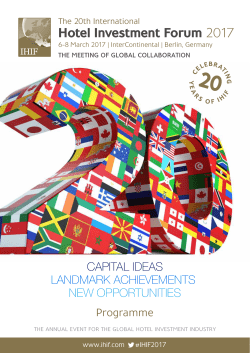 the Programme - International Hotel Investment Forum