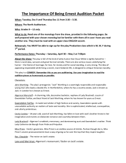 The Importance Of Being Ernest Audition Packet