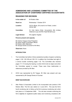 1 October 2014 - Allen Reasons