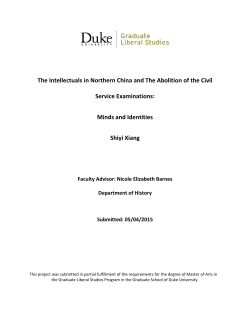 The Intellectuals in Northern China and The Abolition of the Civil