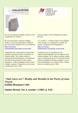 "Amb ronca veu": Reality and Morality in the Poetry of Joan