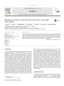 Specific heat of Teflon, Torlon 4203 and Torlon 4301 in - INO