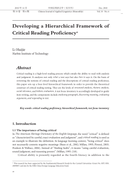 Developing a Hierarchical Framework of Critical Reading Proficiency*
