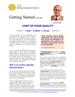 Cost of Poor Quality - Business Assessment Services