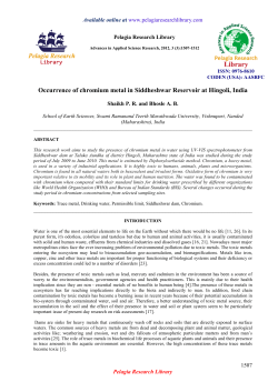 Occurrence of chromium metal in Siddheshwar Reservoir
