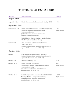 TESTING CALENDAR 2016