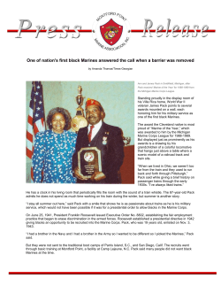 One of nation`s first black Marines answered the call when a barrier