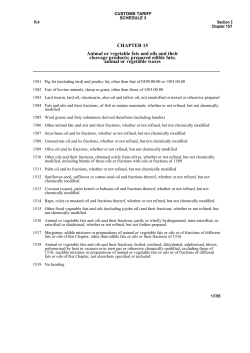 Chapter 15 Notes : Animal or vegetable fats and oils and their