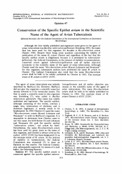 Conservation of the Specific Epithet avium in the Scientific Name of