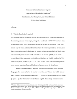 Stress and Syllable Structure in English