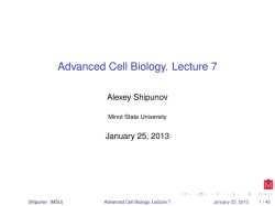 Advanced Cell Biology. Lecture 7