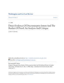Direct Evidence Of Discriminatory Intent And The Burden Of Proof