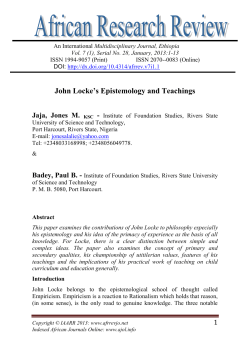 John Locke`s Epistemology and Teachings