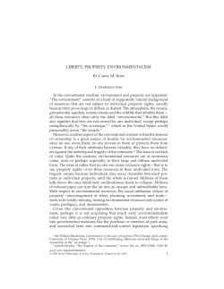 LIBERTY, PROPERTY, ENVIRONMENTALISM