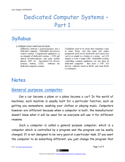 Dedicated Computer Systems – Part 1