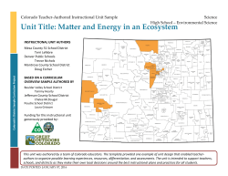 Matter and Energy in an Ecosystem Instructional Unit