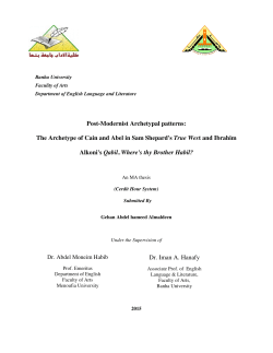 Post-Modernist Archetypal patterns: The Archetype of Cain and Abel