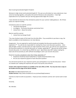 Dear Incoming Accelerated English 9 Student