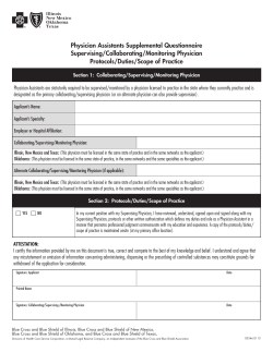 Physician Assistant Protocol and Duties Form