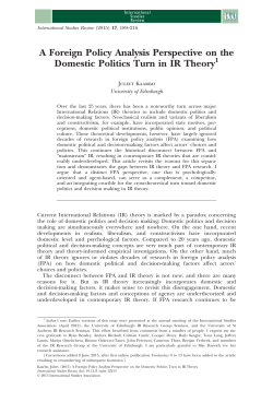 A Foreign Policy Analysis Perspective on the Domestic Politics Turn