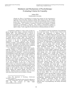 Mediators and Mechanisms of Psychotherapy: Evaluating Criteria for