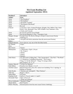 MA Exam Reading List (updated September 2012)