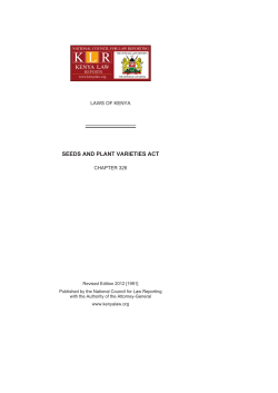 SEEDS AND PLANT VARIETIES ACT