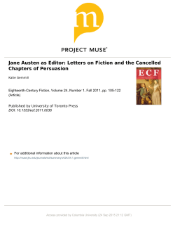 Jane Austen as Editor: Letters on Fiction and the Cancelled