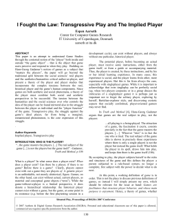 I Fought the Law: Transgressive Play and The Implied Player