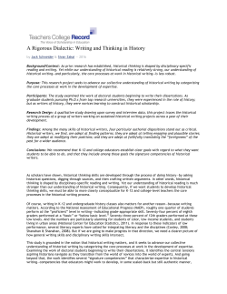 A Rigorous Dialectic: Writing and Thinking in History