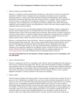 Mercury Waste Management Guidelines