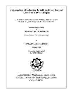 Optimization of Induction Length and Flow Rates of Acetylene in