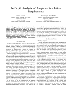 In-Depth Analysis of Anaphora Resolution Requirements