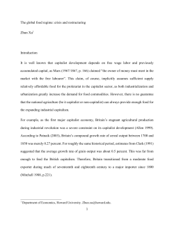 The global food regime: crisis and restructuring Zhun Xu1