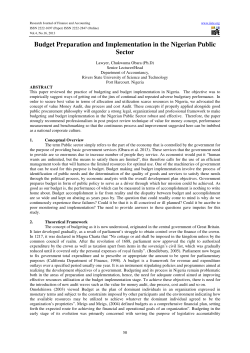 Budget Preparation and Implementation in the Nigerian Public Sector