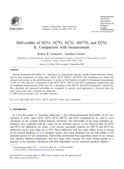 Half-widths of H16 O - MTA-ELTE Research Group on Complex