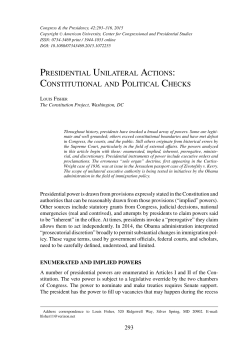presidential unilateral actions: constitutional and