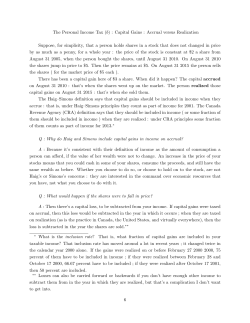 The Personal Income Tax (b) : Capital Gains : Accrual versus
