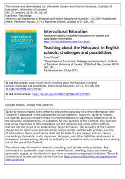 Teaching about the Holocaust in English schools: challenges and