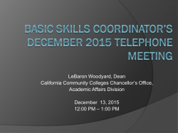 DE Coordinator`s Monthly Telephone Meeting