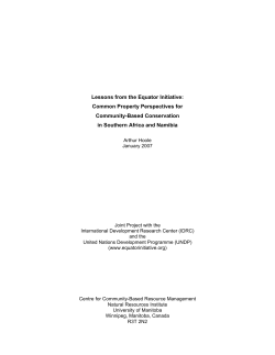 Lessons from the Equator Initiative: Common Property Perspectives