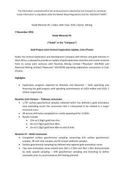 Kodal Minerals Plc / Index: AIM / Epic: KOD / Sector: Mining 7
