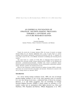 an empirical foundation of strategic decision-making