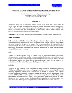 STYLISTIC ANALYSIS OF THE POEM "THE ONSET"