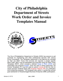 City of Philadelphia Department of Streets Work Order and Invoice