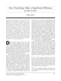 Does Psychology Make a Significant Difference in Our