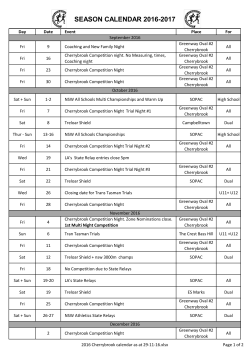 SEASON CALENDAR 2016-2017 - Cherrybrook Little Athletics