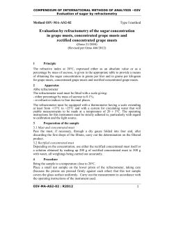 Evaluation by refractometry of the sugar concentration in grape