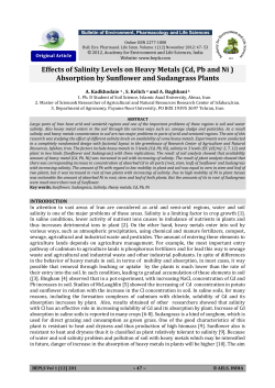 Effects of Salinity Levels on Heavy Metals (Cd, Pb and Ni